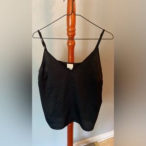 Black Silk V Neck Tank